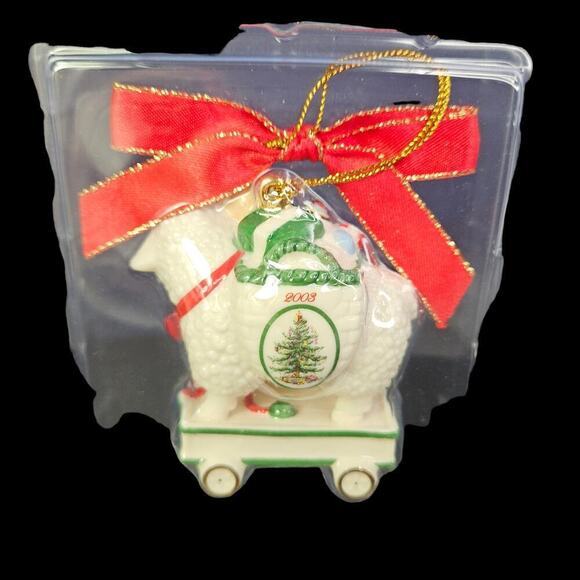 Spode Christmas Tree Ornament 2003 Lamb Sheep Pull Toy Vintage New with Box - Picture 4 of 11
